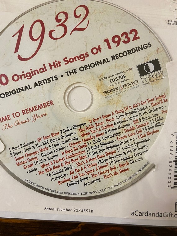 1932 Hit Songs CD: Original Artists, Original Recordings - Etsy