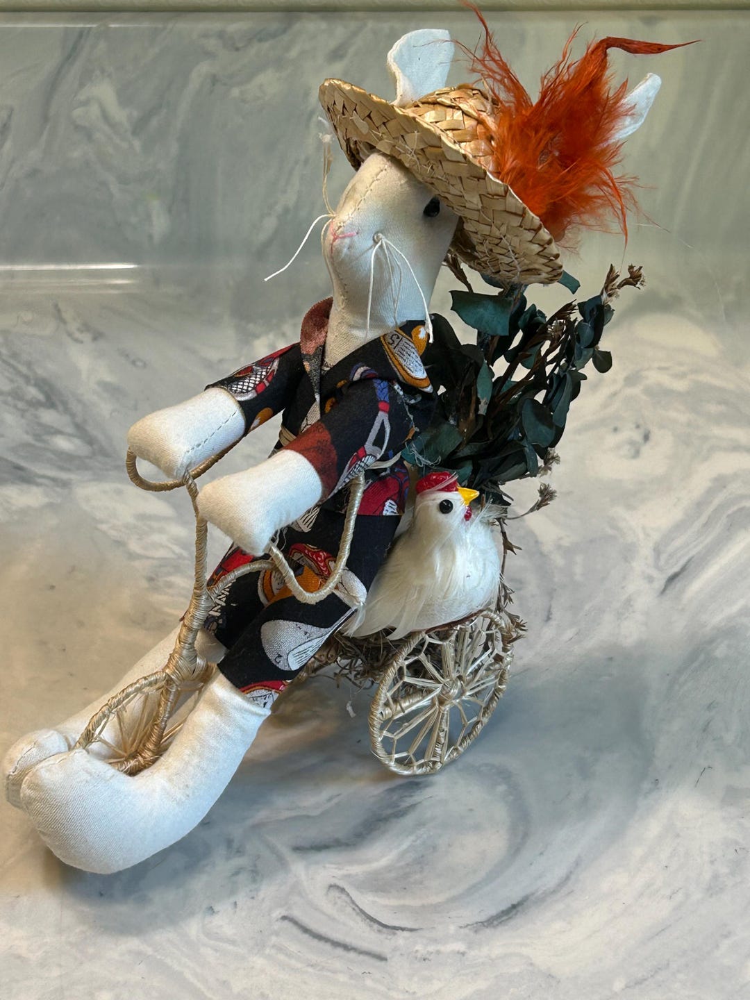 Lp Cover Rabbit Riding A Bike Rack Vintage Hand Made Bike Riding Bunny Rabbit - Etsy