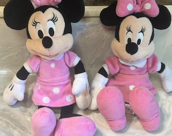 Vintage Disney Minnie Mouse Plush Set, Pink Polka Dot Dresses