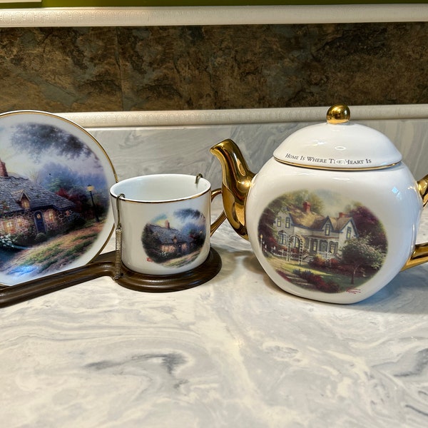 Thomas Kinkade Painter of light Tea cup & Teapot set