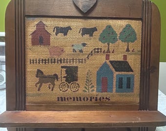 Vintage handmade Farmhouse wooden wall hanger - Keys, hat/coat rack