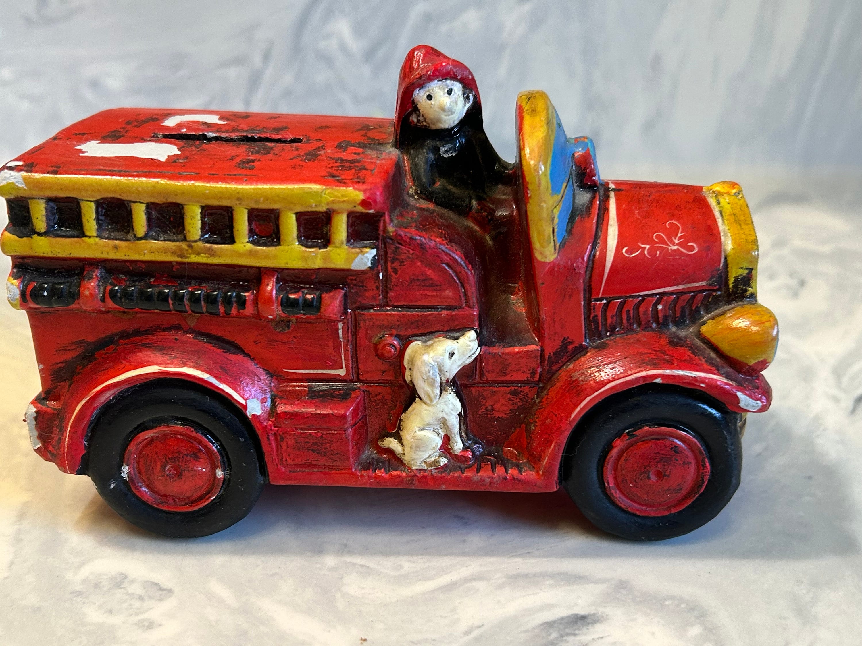 Vintage 1970 Japanese Wooden Fire Truck Piggy Bank - Etsy