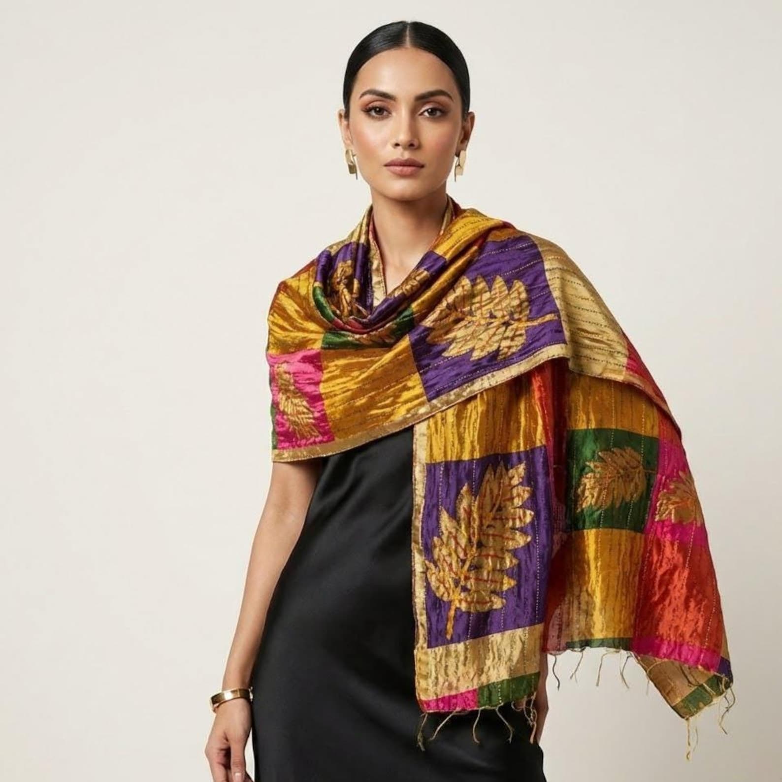 Kantha Multicolored Scarf : Handmade Embroidered Design