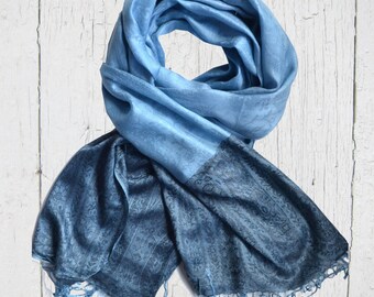 Blue Soft Pashmina Wool Scarf, Unique Gift for Graduation, Beautiful Gifts for Teachers, Cheap Gift, Gift Ideas for Girls
