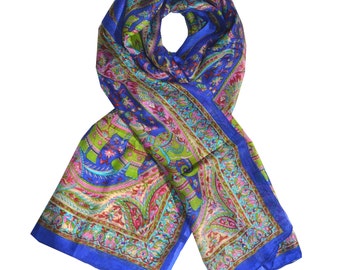 Royal Blue Silk Scarf made with 100% silk.