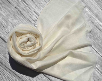 White Creme Soft Wool Scarf, Pashmina Scarf, Unique Gift for Graduation, Beautiful Gifts for Teachers, Cheap Gift, Gift Ideas for Girls