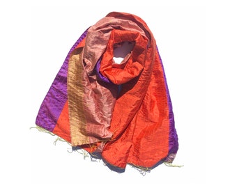 Coral Purple Glamour Kantha Scarf