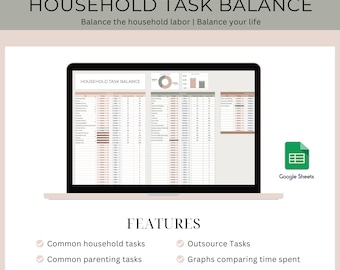 Household Task Balance Spreadsheet | Division of Domestic Labor | Google Sheets | Instant Download