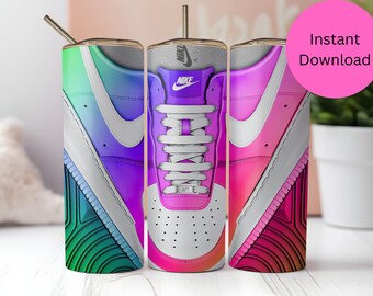 Multicolor Ombre Sneaker Tumbler Wrap, Air Force 1 Tumbler wrap, Kicks Tumbler