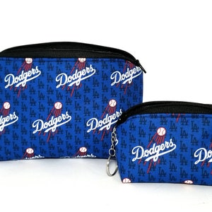 Los Angeles Dodgers makeup bag coin purse keychain gift idea. Black Travel LA baseball