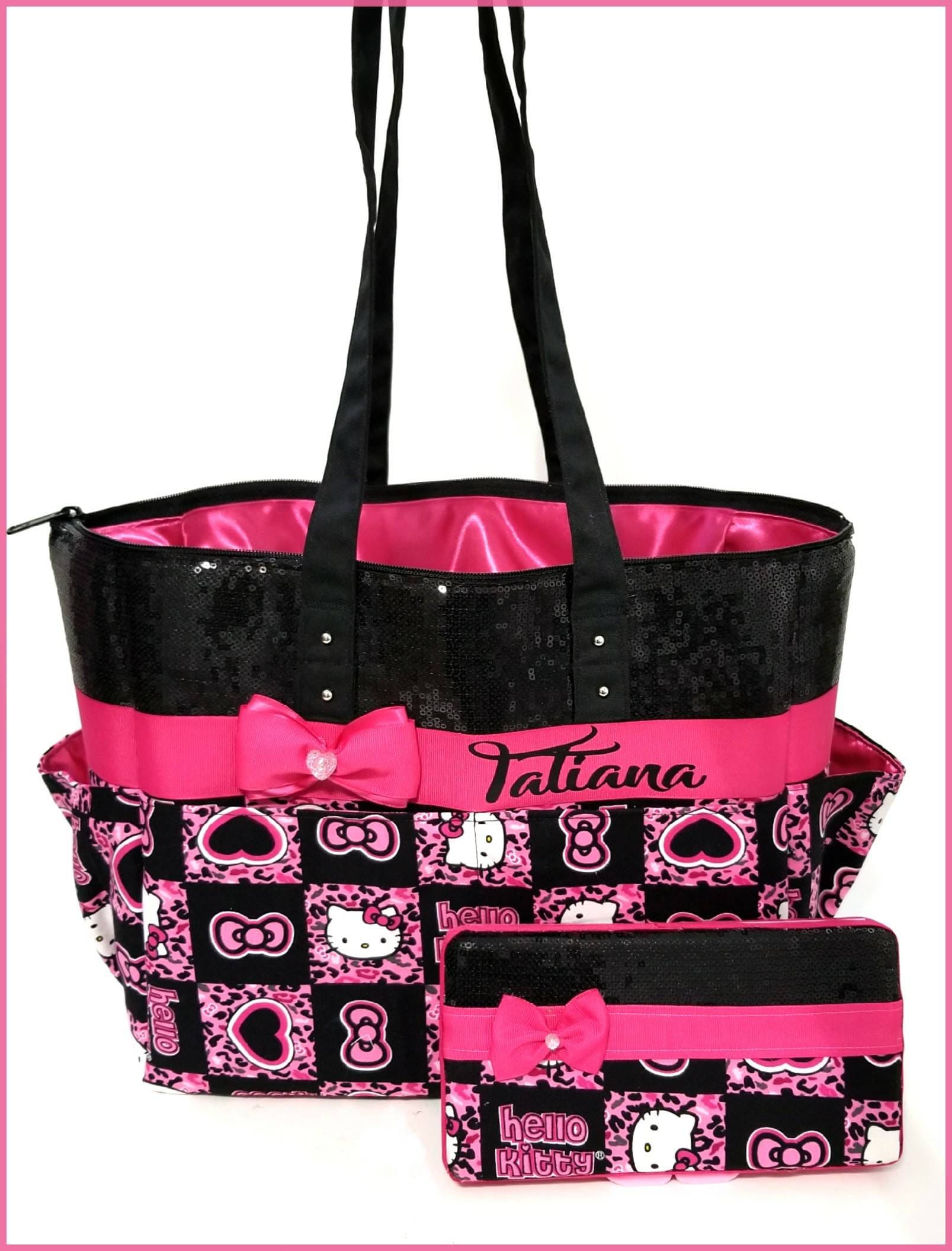 Hello Kitty diaper tote bag. Cheetah. Black sequin. Hot pink. Etsy