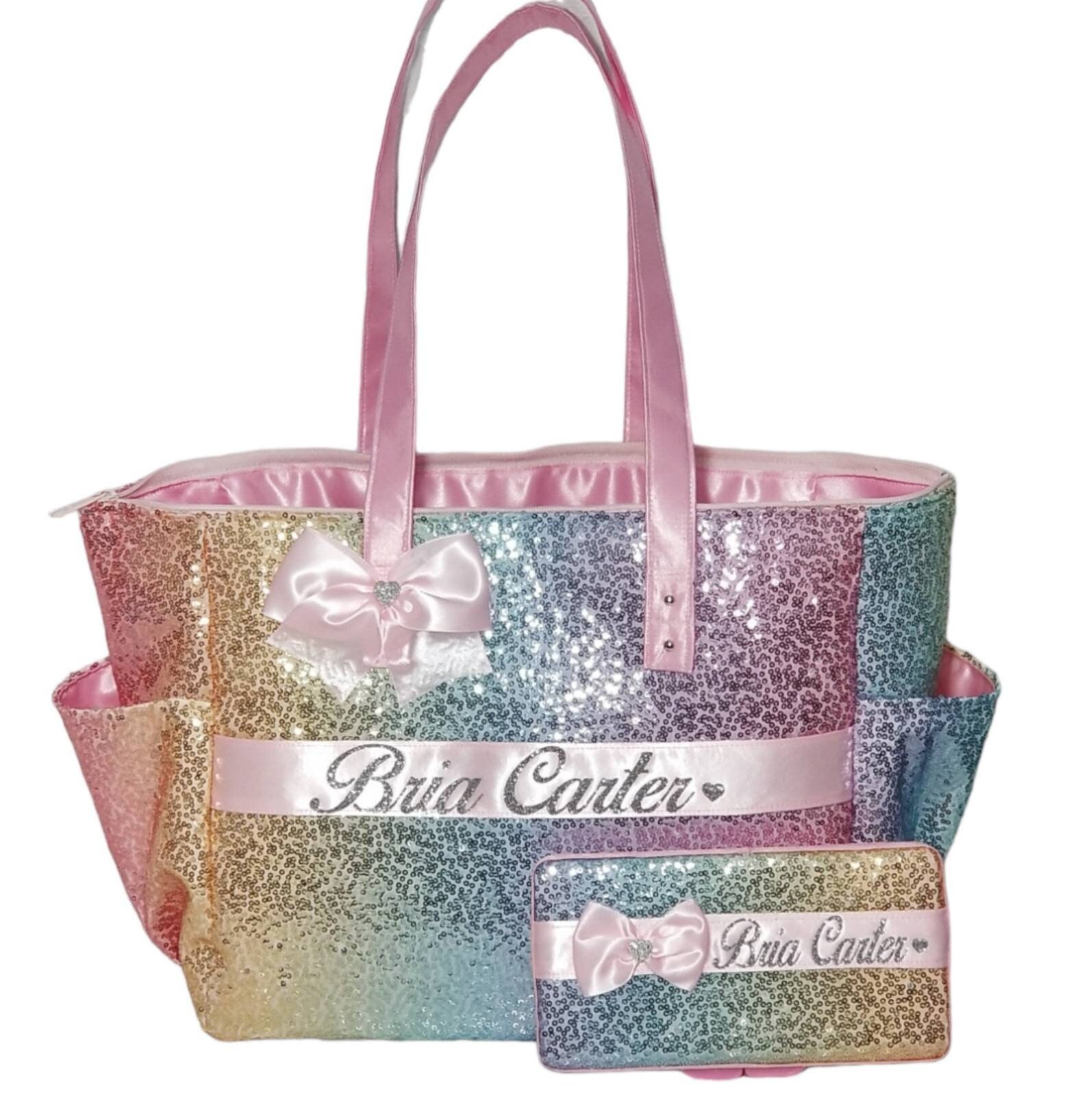 Wat leuk Continentaal Gewond raken Rainbow Ombre diaper bag tote purse. Sparkly sequin Name wipe - Etsy België