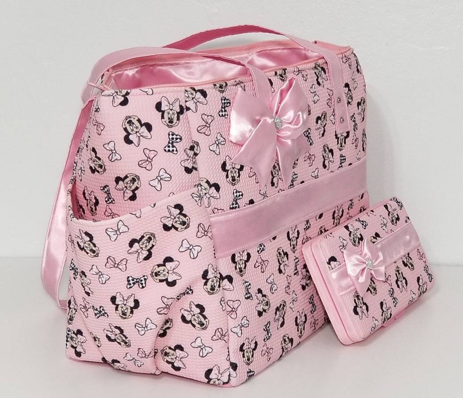 Minnie Mouse diaper bag set pink Matching wipe case Tote bag Etsy