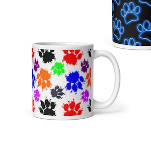 Pacchetto impronte di zampe di cane - Modelli di stampa a sublimazione per tazze da caffè da 11 oz e 15 oz - Download PNG istantaneo