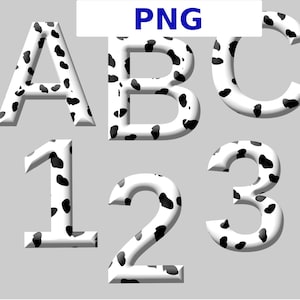 Alfabeto animale 3D finto dalmata - Lettering per cancelleria, cartelli, decorazioni per feste e magliette - Disegni decorativi - Download PNG