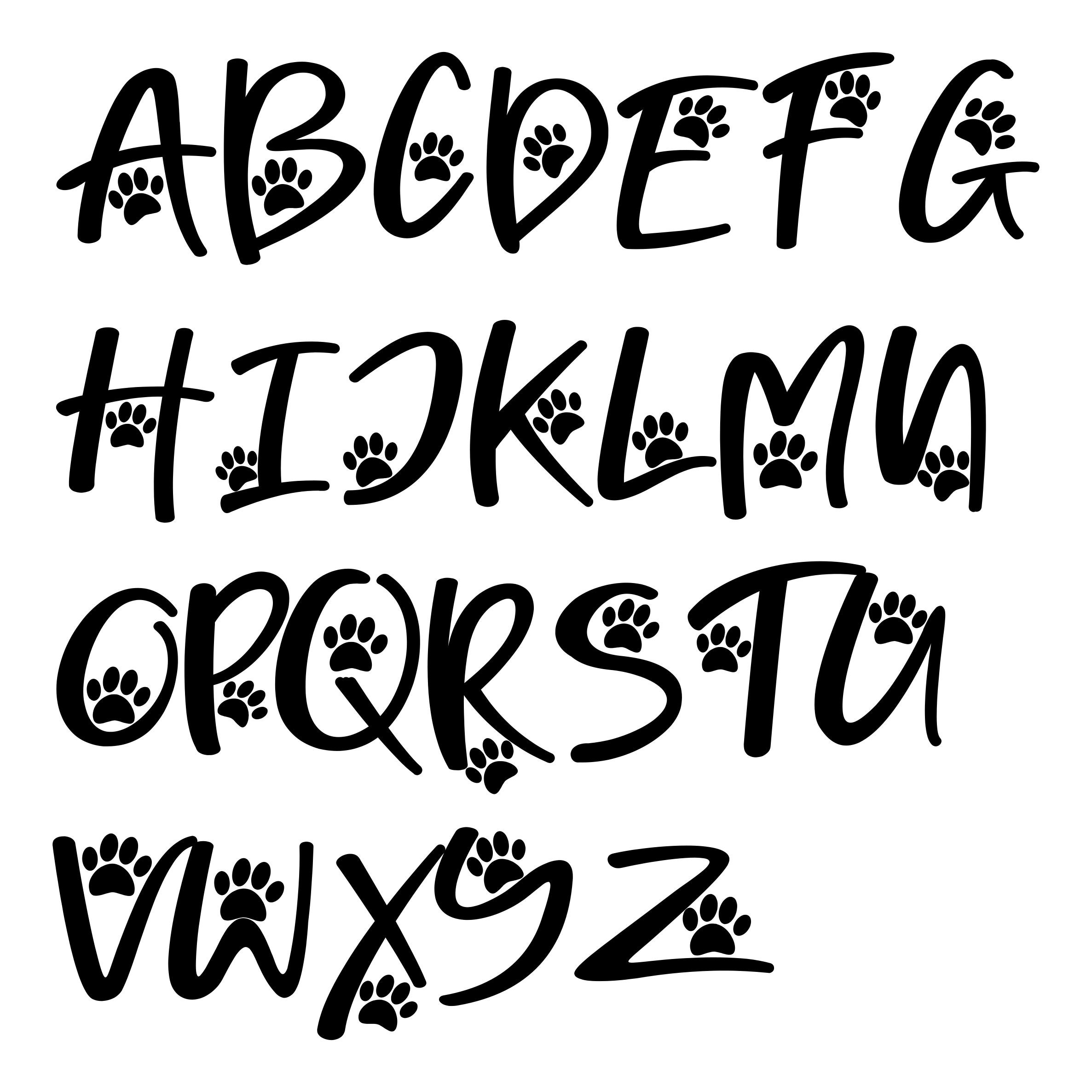 Dog Paw Print Script Font - Handwritten Typeface Installable Font for ...