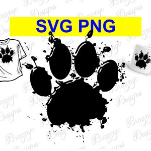 Shiny Ink Splatter Dog Paw Print - Vector Dog Paw Drawing For T Shirts, Stationery And Home Decor - Instant SVG PNG Download