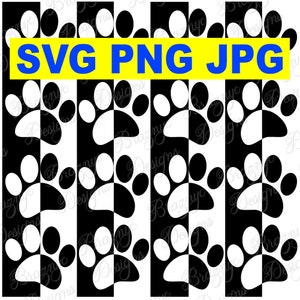 Huellas y rayas de perros: diseño SVG PNG JPEG para decoración del hogar: cortinas, almohadas, camas para perros y fondos: descarga instantánea