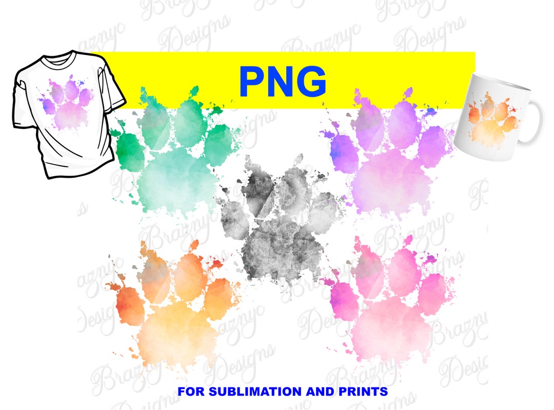 Watercolor Dog Paw PNG - Sublimation Print Bundle - Painting With Paint ...