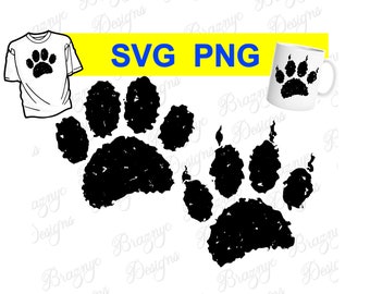 Distressed Pet Paw Prints - Textured Cat and Dog Footprints For Shirts, Mugs And Decor - Instant SVG PNG Download
