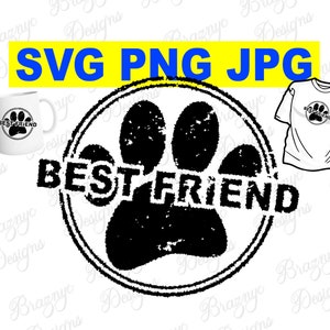 Sello de goma con huella de pata de perro - Dibujo vectorial de huella de perro para camisetas, artículos de papelería y decoración del hogar - Descarga instantánea de SVG PNG JPG