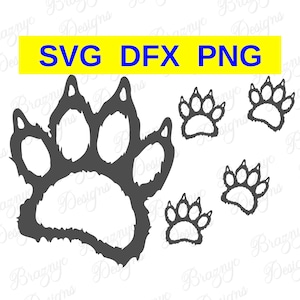 Wolf Paw Print - Cartoon Style Furry Paw Drawing For Shirts, Decals, Mugs And Decor - Instant SVG DXF PNG Digital Download