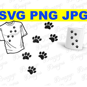 Dog Paw Tracks - Vector Cartoon Drawing For T Shirts, Stationery And Home Decor - Instant SVG PNG JPG Download