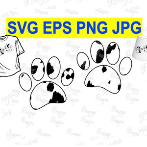 Dalmatian Puppy Paw Print  Cut File - Vector Dog Paw Drawing For T Shirts, Stickers And Home Decor - Instant SVG EPS PNG Download