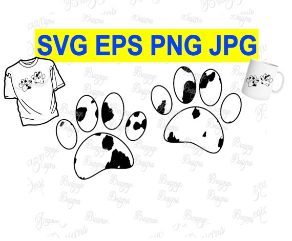 Dalmatian Puppy Paw Print Cut File Vector Dog Paw Drawing For T.