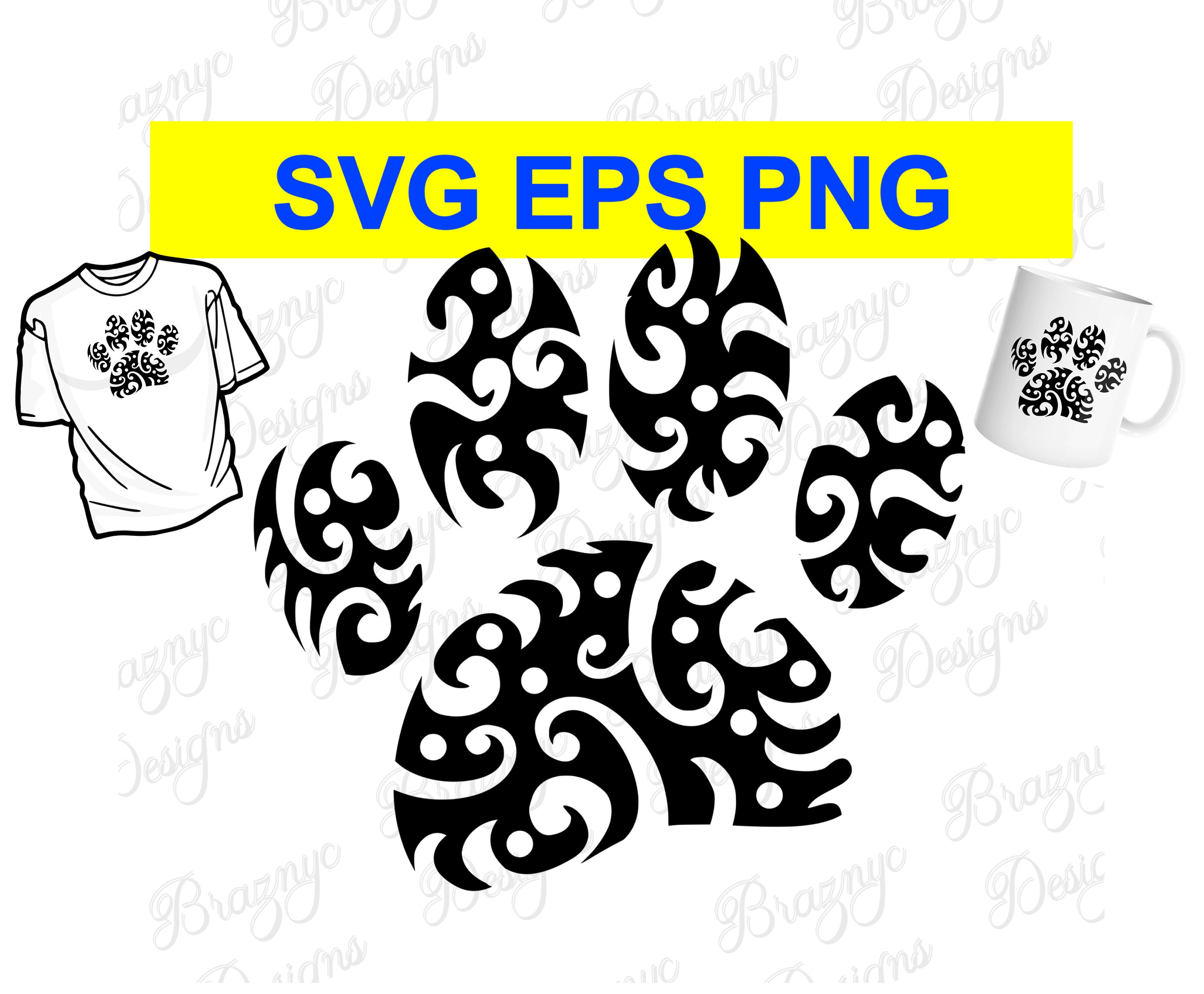 Tribal Dog Paw Tattoos