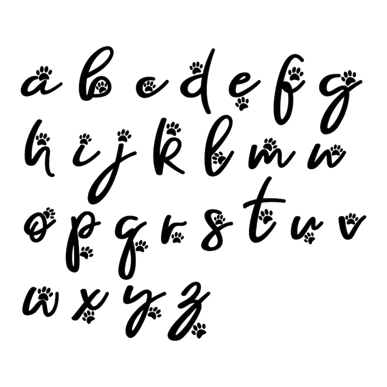 Dog Paw Print Script Font Handwritten Fonts for Your DIY - Etsy Australia