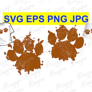 Empreintes de pattes de chien boueux - dessin de patte de chien vectoriel pour t-shirts, papeterie et décoration d'intérieur - téléchargement immédiat de SVG EPS PNG