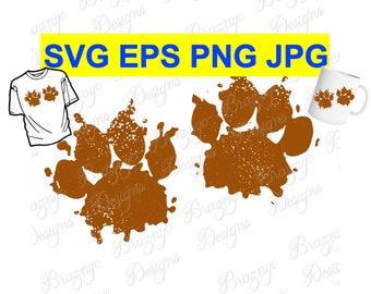 Muddy Dog Paw Prints - Vector Dog Paw Drawing For T Shirts, Stationery And Home Decor - Instant SVG EPS PNG Download