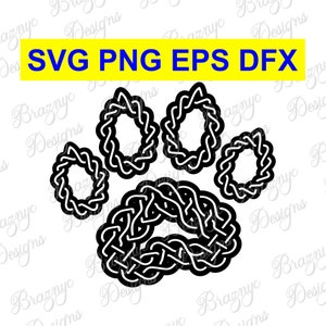 Celtic Knot Dog Paw Print - Vector Dog Paw Drawing For T Shirts, Stationery And Home Decor - Instant Download SVG PNG EPS