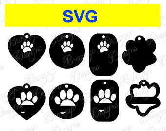 Pet ID Tag SVG Bundle - For DIY Projects - Templates For Laser and Vinyl Cutting Machines - Instant Download