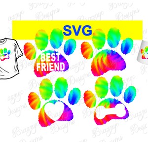 Tie Dye Dog Paw Prints For Sublimation - Digital Watercolor Dog Paw Drawing For Shirts, Hoodies, Sweatshirts and Decor - PNG Download Bundle