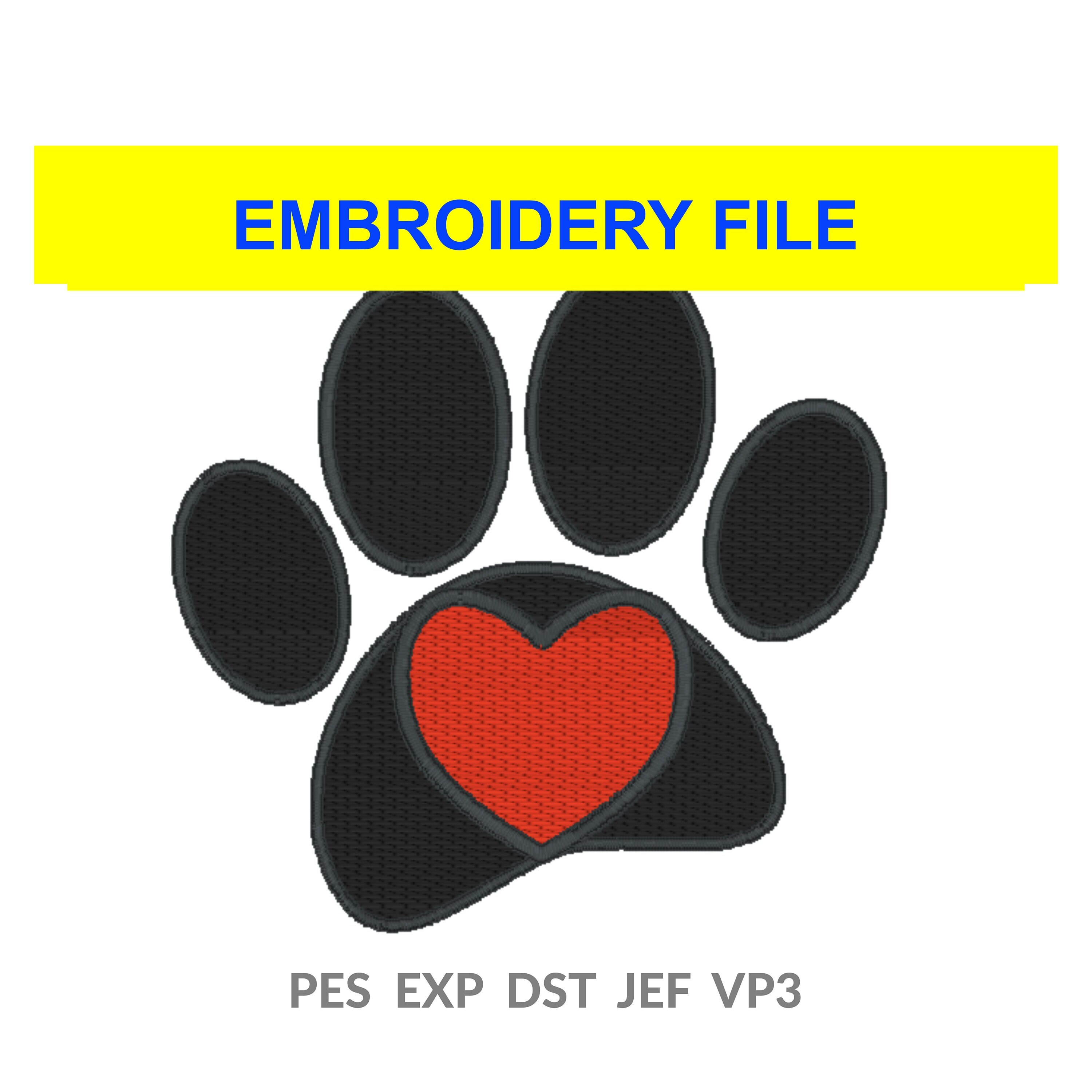 Dog Lover Cartoon Paw Print and Heart Embroidery File 4x4 - Etsy Dog Lover Cartoon Paw Print and Heart Embroidery File 4x4 - Etsy