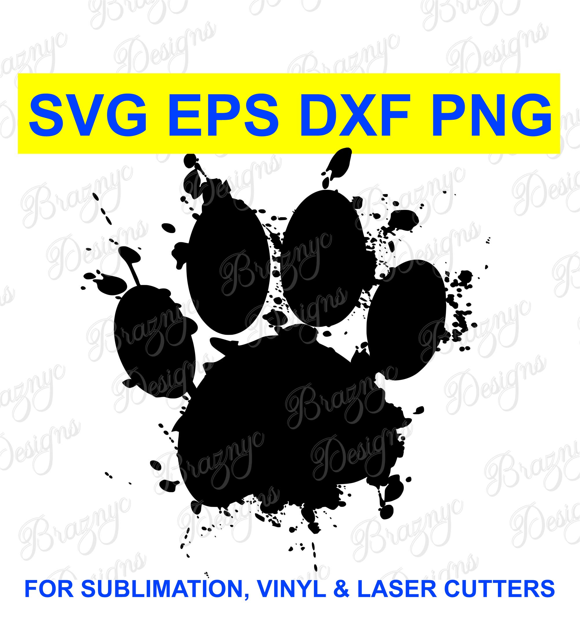 Download Paint Splatter Dog Paw Print Vector Dog Paw Drawing For T Etsy
