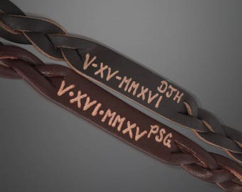 Leather engraved bracelets - Custom Engraved Bracelets - Personalized Leather - Matching couples jewelry - Gifts for couples - Gift for her