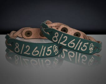 Leather engraved bracelet - Personalized Custom Leather Bracelet - His and Her Matching Bracelets -Engraved Leather Bracelets - Gift for her