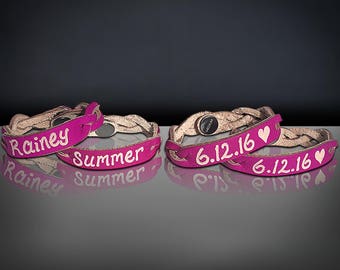 His and her gifts - Matching Couples gifts - His and Her jewelry - Personalized Couples Gifts - engraved leather - personalized gifts