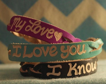 Personalized Engraved Leather Name Bracelet – Custom Message Gift
