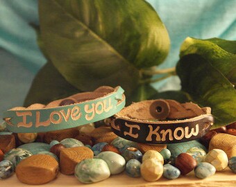 Personalized Leather Bracelet - Couples gift - Matching Couple Bracelet - His and Her couples Bracelets - Engraved lather name bracelet