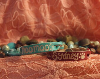 Puppy Name Bracelet - Custom Leather Bracelet - Dog and Cat name bracelet - Best Friend Engraved Bracelets - SKU1001