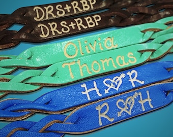 Engraved Leather Couples Bracelets – Personalized Matching Bands