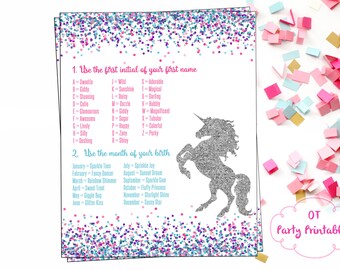 instant download unicorn name generator unicorn party etsy