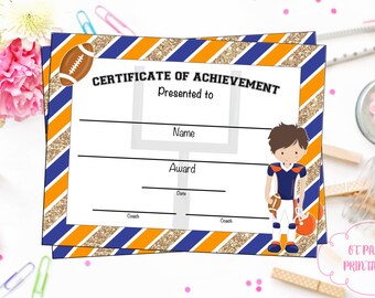 football certificate etsy