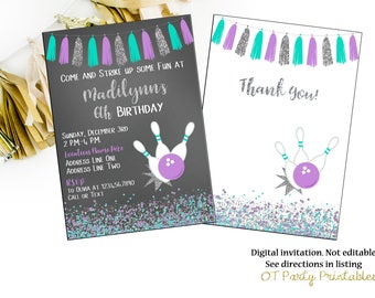 bowling invitations etsy bowling invitation