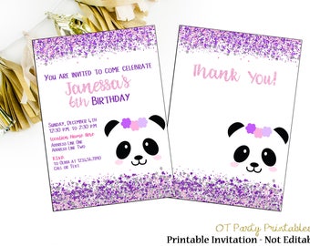 Panda Invitation Etsy