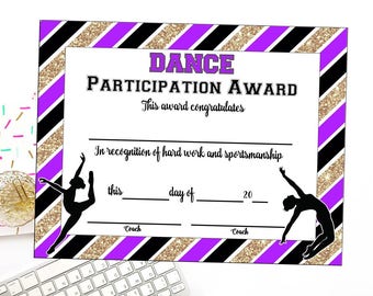 dance certificate etsy